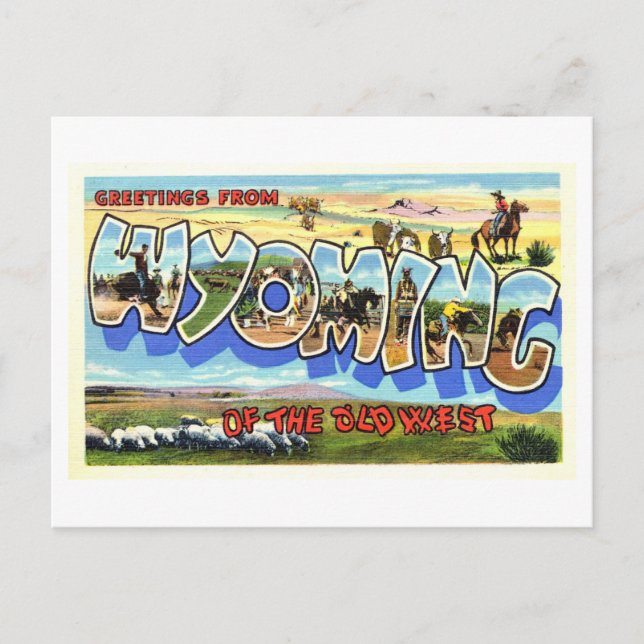 Vintage Greetings from Wyoming Postcard (Front)