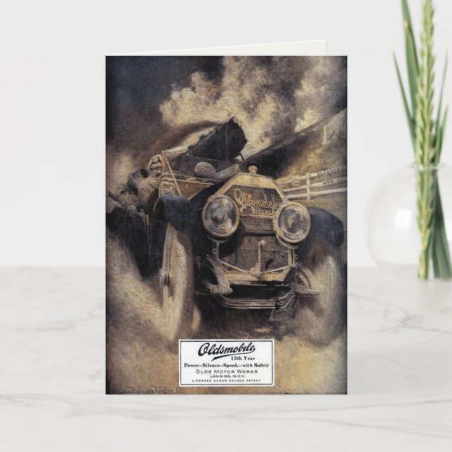 Vintage Greetings With Old Car Card (Front)