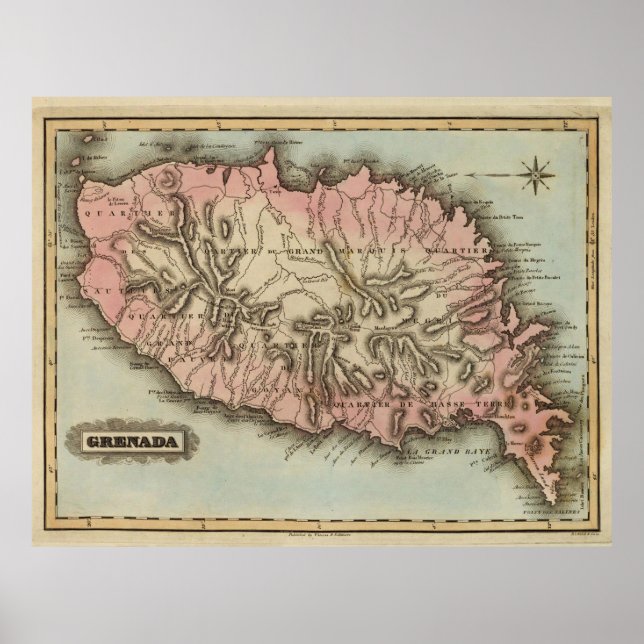 Vintage Grenada Island Map (1823) Poster (Front)