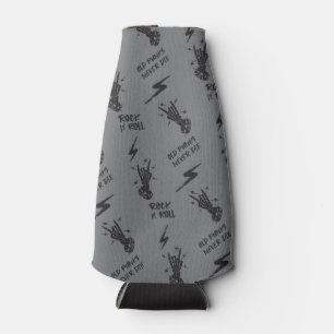 Vintage Grey and Black Old Punks Rockers Rock On Bottle Cooler