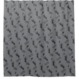 Vintage Grey and Black Old Punks Rockers Rock On Shower Curtain