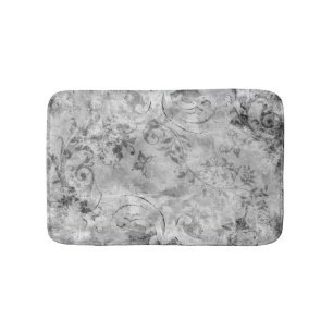 Vintage Grey and White Rug with Scrolls