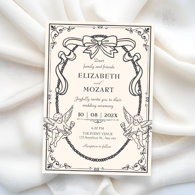 Vintage grey artistic baroque wedding  invitation (Creator Uploaded)