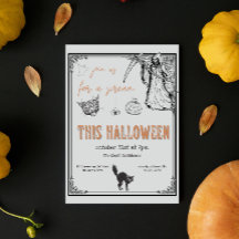Vintage Grey Black Orange Cat Halloween Party