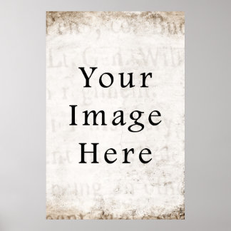 Vintage Grey Brown Tan Script Text Parchment Paper Poster