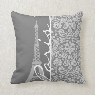 Vintage Grey Damask Paris Cushion