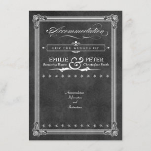 Vintage Grey Damask Poster Style Accommodations Enclosure Card