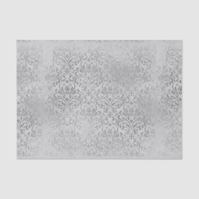Vintage Grey Damask Tissue Paper (Front)