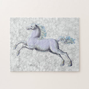 Vintage Grey Horse on Grey Pattern Puzzle