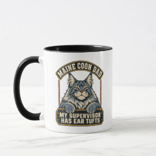 Vintage Grey Maine Coon Dad Cat Supervisor Mug