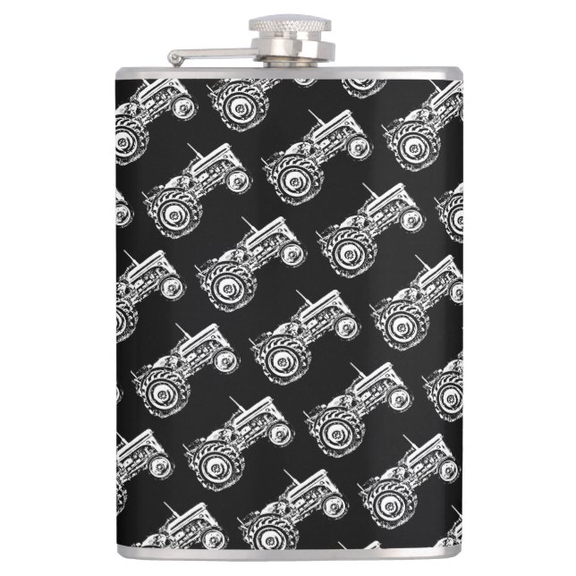 vintage Grey massey fergison tractor Hip Flask (Front)