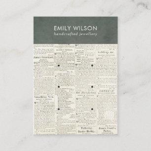 VINTAGE GREY OLD NEWSPAPER 3 STUD EARRING DISPLAY BUSINESS CARD
