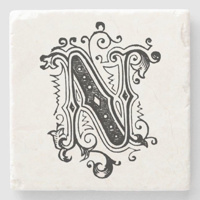 Vintage Grey Ornamental 'N' Stone Coaster (Front)