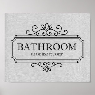 Vintage Grey Please Seat Yourself Funny Bathroom Poster