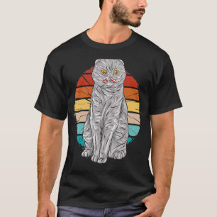Vintage grey scottish cat with short ears pet kitt T-Shirt