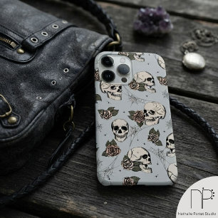Vintage Grey Skulls Roses Case-Mate iPhone 14 Pro Max Case