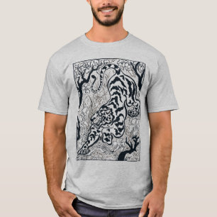 Vintage Grey Tiger In The Jungle Art T-Shirt