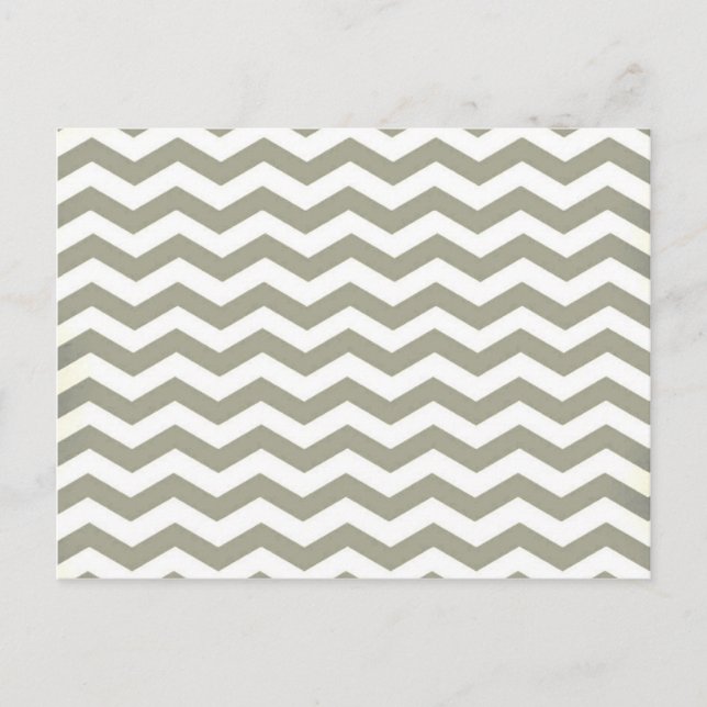 Vintage Grey White Chevron. Zigzag Pattern Postcard (Front)
