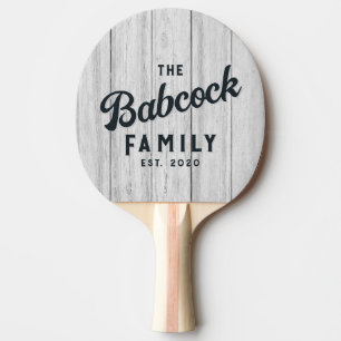 Vintage Grey Wood Boards Retro Family Name & Year Ping Pong Paddle