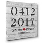 Vintage Grey Wood Memorable Date Canvas Sign