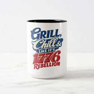 Vintage Grill Chill 1776 Rebellion Patriotic Two-Tone Coffee Mug