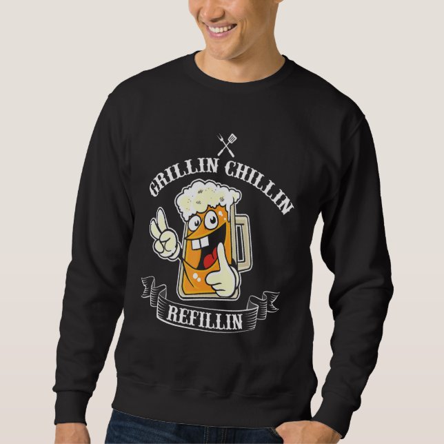 Vintage Grill Dad   Grilling Chilling Refilling  1 Sweatshirt (Front)