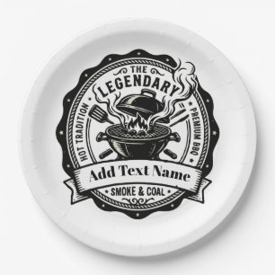 Vintage Grill Master Personalised Name BBQ Smoke Paper Plate