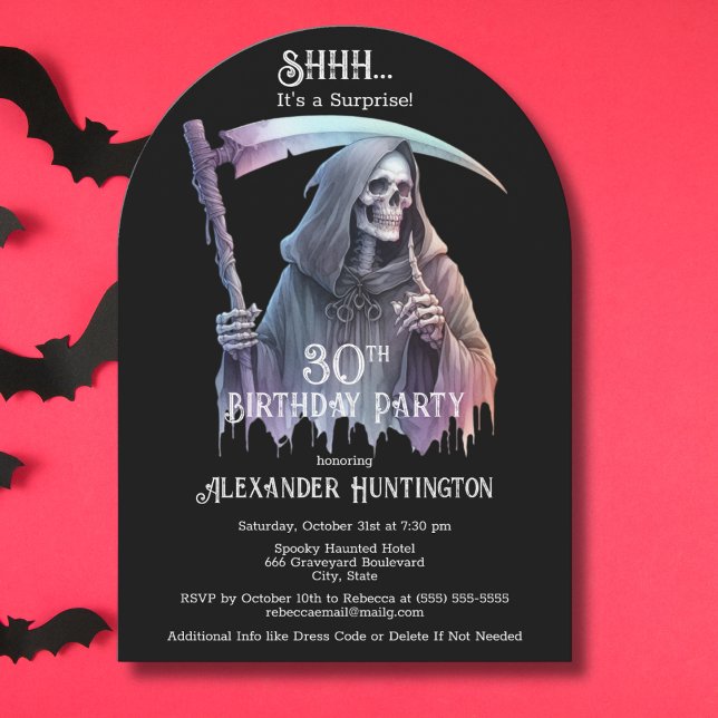 Vintage Grim Reaper Surprise 30th Birthday Party Invitation (Creator Uploaded)