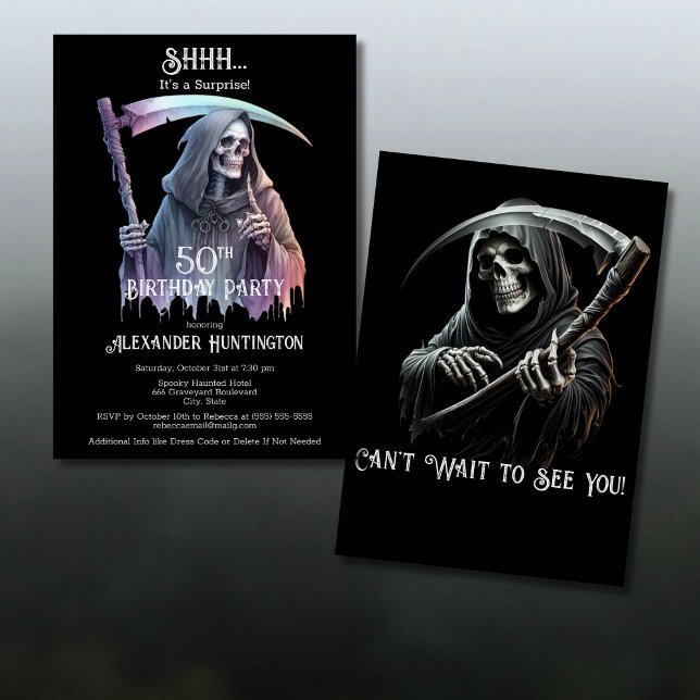 Vintage Grim Reaper Surprise 50th Birthday Party Invitation (Creator Uploaded)