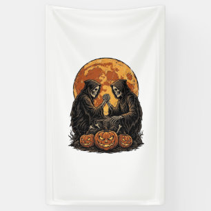 Vintage Grim Reapers Halloween Pumpkin Vector Desi Banner