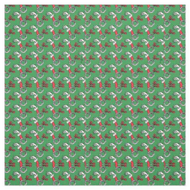 Vintage Grinch Christmas Wreath Pattern Fabric (Swatch)