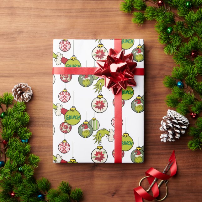 Vintage Grinch Ornament Pattern Wrapping Paper (Holiday Gift)