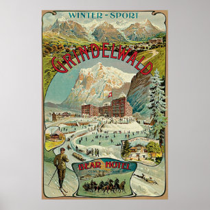 Vintage Grindelwald Swiss travel advert Poster