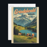 Vintage Grindelwald Village Switzerland natur gift Postcard<br><div class="desc">Grindelwald is a charming Swiss alpine village surrounded by some of the most breathtaking nature in the Jungfrau region. With the majestic Eiger mountain rising overhead, the scenery here is defined by Alpine landscapes, green mountain meadows, and glacier-carved valleys. Visitors can enjoy endless hiking trails, cable car rides to scenic...</div>