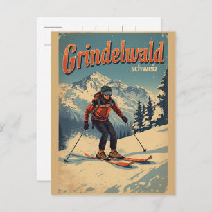 Vintage Grindelwald Village Switzerland natur gift Postcard