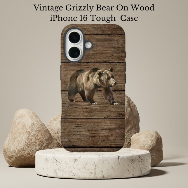 Vintage Grizzly Bear iPhone 16 Case (Creator Uploaded)