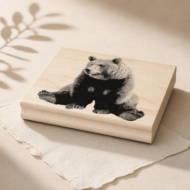 Vintage Grizzly Bear Rubber Stamp (Rustic bear art, endless charm.)
