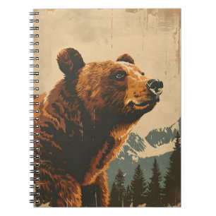 Vintage Grizzly Illustration Notebook