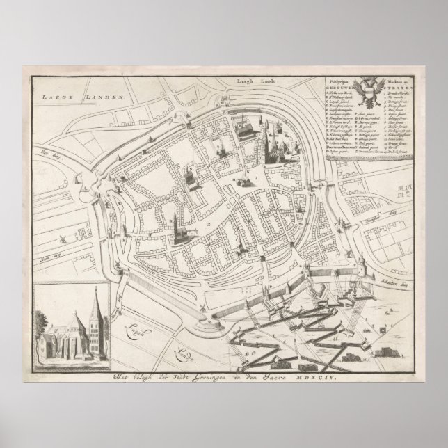Vintage Groningen Netherlands Map (1594) Poster (Front)