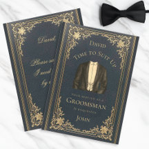 Vintage Groomsman Proposal Time to Suit Up Blue