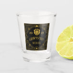 Vintage Groomsmen Victorian Style Modern Monogram Shot Glass<br><div class="desc">Celebrate your special day with this exquisite Victorian-inspired Groomsmen Gifts, the perfect blend of classic elegance and contemporary flair. These meticulously designed merchandises are a customised and personalised gift that adds a touch of sophistication to weddings, bachelor parties, engagement parties, and beyond. Each product can be personalised with your groomsmen's...</div>