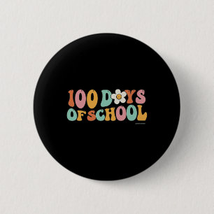 Vintage Groovy 100 Days Of School For Teacher Stud 6 Cm Round Badge