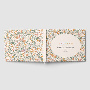 Vintage Groovy Boho Floral Bridal Shower Guest Book