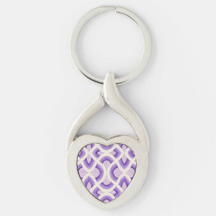 Vintage Groovy Design In Lilac Amethyst Orchid Key Ring