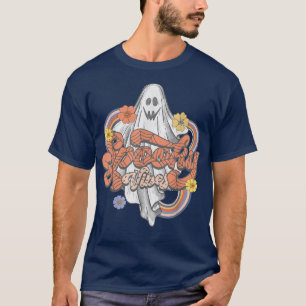 Vintage Groovy Floral Ghost Hippie Halloween Spook T-Shirt
