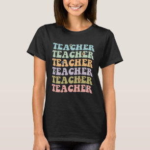 Vintage Groovy Flowers Teacher Graphics for Women T-Shirt