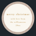Vintage Groovy Geometric Lines Custom Christmas Classic Round Sticker<br><div class="desc">Vintage Groovy Geometric Lines Custom Merry Christmas Classic Round Sticker</div>