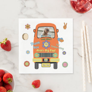 Vintage Groovy Hippie Birthday Party Napkin