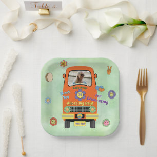 Vintage Groovy Hippie Birthday Party Paper Plate