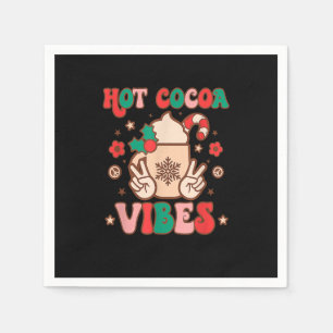 Vintage Groovy Hot Cocoa Vibes Hippie Xmas Merry C Napkin